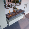 Mondiaz ALAN-DLUX Ensemble de meuble - 130cm - meuble Clay mat - 1 tiroir - Lavabo Cloud Lava suspendu - vasque Gauche et droite - 2 trous de robinet SW808712