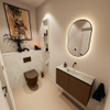 MONDIAZ TURE-DLUX Meuble toilette - 80cm - Rust - EDEN - vasque Ostra - position centrale - sans trou de robinet SW1105067