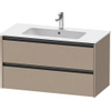 Duravit Ketho 2 meuble bas pour lavabo avec 2 tiroirs 101x48x55cm avec poignées anthracite Linnen mat SW773067