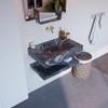 Mondiaz ALAN-DLUX Ensemble de meuble - 70cm - meuble Lava mat - 0 tiroirs - Lavabo Cloud Lava suspendu - vasque Centre - 0 trous de robinet SW809185
