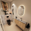 MONDIAZ TURE-DLUX Meuble toilette - 100cm - Washed Oak - EDEN - vasque Glace - position centrale - 1 trou de robinet SW1103572
