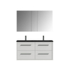 Tiger Boston Meuble salle de bains 120x62x45cm avec 2 trous 4 tiroirs softclose montage droite et gauche avec armoire miroir bois blanc brillant SW106789 Tiger Boston Meuble salle de bains 120x62x45cm avec 2 trous 4 tiroirs softclose montage droite et gauche avec armoire miroir bois blanc brillant SW106789