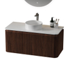 Royal Plaza Terra Edge Badkamermeubelset - 100x44.7x46cm - solid surface topblad wit mat - 2 lades - kastanje (walnoot) SW1471957