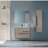Saniclass Prime Essential Badkamermeubelset - 80x55x46cm - 1 rechthoekige wasbak wit - 1 kraangat - 2 lades - rechthoekige spiegel - taupe SW925093