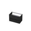 INK Wastafelonderkast - 80x45x52cm - 2 lades - greeploos - MDF lak - Antraciet mat SW157921