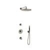 Hotbath Cobber IBS20 Regendoucheset - inbouw - 35cm wandarm - 30cm ronde hoofddouche - staafhanddouche - geborsteld nikkel (RVS) SW440433