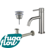 FugaFlow Eccelente Sobrado Slim Slim Kit mitigeur lavabo - robinet bas - bonde non-obturable - siphon design bas - PVD Inox brossé SW1124354