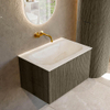 Ensemble de meuble de salle de bain Mondiaz KURVE-DLUX - 70x46x40cm - 1 tiroir - lavabo en solid surface - milieu - sans trou de robinet - Shadow SW1414438