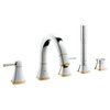 Grohe Grandera afbouwdeel 5 gats badrandkraan met baduitloop met omstel met handdouche en doucheslang 150cm chroom/goud 0437850 Grohe Grandera afbouwdeel 5 gats badrandkraan met baduitloop met omstel met handdouche en doucheslang 150cm chroom/goud 0437850