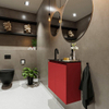 MONDIAZ TURE Toiletmeubel 60x23x50cm met 1 kraangaten 2 deuren fire mat Wastafel Eden links Solid Surface Zwart SW475416