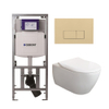 Villeroy & Boch Subway 2.0 DirectFlush CeramicPlus toiletset slimseat zitting met Geberit reservoir en bedieningsplaat beige met rechthoekige knoppen wit SW1164831