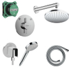 Hansgrohe DuoTurn S Douche pluie - partie encastrable - robinet - pommeau - ecosmart - bras de douche - douchette avec support - flexible - Ecosmart - Chrome SW1208331