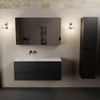 Mondiaz AIVY Ensemble de meuble - 120x45x50cm - 0 trous de robinet - 1 vasque Urban Solid surface - Gauche - 2 tiroirs - avec armoire de toilette - MDF Urban SW892183