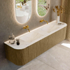 Mondiaz KURVE-DLUX Ensemble de meuble de salle de bains - 180x46x40cm - 2 tiroirs - 2 portes - vasque solid surface - double - sans trou de robinet - Dusk SW1415181