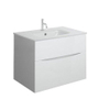 Crosswater Glide II Badkamermeubelset - 70x45x52cm - 2 lades - greeploos - softclose - kraangat - glans wit (grijs) SW892056