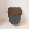 Mondiaz LAVIE WC suspendu – sans bride – 36 x 53 cm – avec abattant softclose – Dark grey (gris), abattant Rust (brun) SW1208698