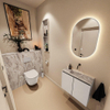 MONDIAZ TURE-DLUX Meuble toilette - 60cm - Linen - EDEN - vasque Glace - position centrale - sans trou de robinet SW1103354