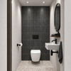 Adema Salina 2.0 Ensemble WC - 48.5x36x32cm - cuvette profonde - sans bride - réservoir encastré QeramiQ - softclose - déclipsable (quickrelease) - abattant WC - plaque de commande en métal noir mat - boutons ronds - blanc SW1474593