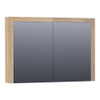 Saniclass natural wood Spiegelkast - 100x70x15cm - 2 links/rechtsdraaiende spiegeldeuren - hout - grey oak SW2936