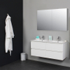 Adema Bella onderkast met porseleinen wastafel 2 kraangaten met 2 deurs spiegelkast grijs 120X55X46cm Wit hoogglans SW398065 Adema Bella onderkast met porseleinen wastafel 2 kraangaten met 2 deurs spiegelkast grijs 120X55X46cm Wit hoogglans SW398065