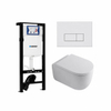 QeramiQ Dely Swirl Toiletset - 36.3x51.7cm - Geberit UP320 plieger inbouwreservoir - 35mm zitting - glans witte bedieningsplaat - rechthoekige knoppen - mat wit SW1413322