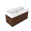 Saniclass Holz Frame Badkamermeubelset - 100x45x52cm - Legend keramische wastafel wit - 1 wasbak - 2 kraangaten - 1 lade - mat walnut pure (hout) SW1478505