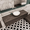 ENSEMBLE DE MEUBLE MONDIAZ LUSH - 150 cm - 1 tiroir - lavabo BARCO - vasque centrale - 0 trous de robinet - marron foncé SW409589