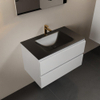 Mondiaz AIVY Ensemble de meuble - 80x45x50cm - 1 trou de robinet - 1 vasque Urban Solid surface - Centre - 2 tiroirs - sans miroir - MDF Talc SW892171