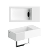 Clou Flush 3 lave-mains 36x18cm trou de robinet à droite avec porte-serviettes Marbre minéral blanc brillant SW102675