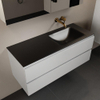 Mondiaz Aivy ensemble de meuble de salle de bains - 120x45x50cm - 0 trous de robinet - 1 lavabo urban Solid Surface - Droite - 2 tiroirs - Avec armoire miroir - MDF Talc SW892239