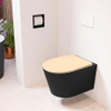 Mondiaz LAVIE hangtoilet – spoelrandloos – 36 x 53 cm – met softclose zitting – Urban (zwart), zitting Sand (beige) SW1208778
