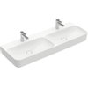 Villeroy & Boch Finion wastafel dubbel met 2 kraangaten 130x47cm ceramic+ met verdekte overloop wit SW106510 Villeroy & Boch Finion wastafel dubbel met 2 kraangaten 130x47cm ceramic+ met verdekte overloop wit SW106510