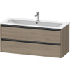 Duravit Ketho 2 meuble sous-lavabo avec 2 tiroirs pour lavabo simple 121x48x55cm avec poignées chêne anthracite terra mat SW773151