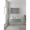 Bruynzeel Giro badmeubelset 49x120x46cm 2 wasbakken 1 lade met spiegelkast met softclose composite fjord groen SW384297 Bruynzeel Giro badmeubelset 49x120x46cm 2 wasbakken 1 lade met spiegelkast met softclose composite fjord groen SW384297