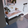 Mondiaz ALAN-DLUX Ensemble de meuble - 90cm - meuble Dark grey mat - 1 tiroir - Lavabo Cloud Glace suspendu - vasque Centre - 0 trous de robinet SW805860