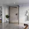 Fortifura Galeria Vrijstaande Inloopdouche - 120x200cm - Rookglas - antikalk - 8mm veiligheidsglas - 2 zijwanden - 30cm - wandsteunen en hoekprofielen - mat zwart SW993014