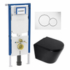 QeramiQ Dely Toiletset - Geberit UP720 inbouwreservoir - witte bedieningsplaat - softclose toilet zitting - 35mm - met Burda frame - mat zwart SW1427100