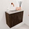 Mondiaz JOYA-DLUX 50cm toiletmeubel - kleur Walnut - Wastafel FAYE positie Links Zonder kraangat kleur Glace. SW1422356