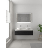 Bruynzeel Giro badmeubelset 49x120x46cm 2 wasbakken 1 lade met spiegel met softclose composite zwart eiken SW384295 Bruynzeel Giro badmeubelset 49x120x46cm 2 wasbakken 1 lade met spiegel met softclose composite zwart eiken SW384295