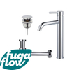 FugaFlow Eccelente Sobrado Kit mitigeur lavabo - robinet rehaussé - bonde clic clac - siphon design bas - Chrome brillant SW1124221