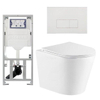 QeramiQ Dely Toiletset - 36.3x51.7cm - diepspoel - rimless - Geberit UP320 inbouwreservoir - met Burda frame - softclose toiletzitting - glans witte bedieningsplaat - rechtehoekige knoppen - wit glans SW804632