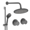 Crosswater Module Ensemble de douche de pluie encastré - 2 poignées - pomme de douche 30 cm - douchette à main - barre de douche - bras mural - gunmetal SW1472391