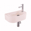 QeramiQ Fuente pack lave-mains – demi-rond – 40 x 22 x 12 cm – perçage à droite – robinet chromé – façade lisse SW1583234