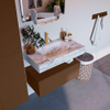 Mondiaz ALAN-DLUX Ensemble de meuble - 80cm - meuble Rust mat - 1 tiroir - Lavabo Cloud Glace suspendu - vasque Centre - 1 trou de robinet SW805957