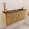 Mondiaz JOYA-DLUX 90cm toiletmeubel - kleur Oak - Wastafel FAYE positie Rechts 1 kraangat kleur Lava. SW1422067