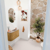 Mondiaz JOYA-DLUX 61.6cm toiletmeubel - ronding links kleur Oak - Wastafel FAYE positie Rechts 1 kraangat kleur Saba. SW1424192