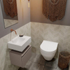 MONDIAZ ANDOR Toiletmeubel 40x30x30cm met 0 kraangaten 1 lades smoke mat Wastafel Lex links Solid Surface Wit SW474009