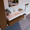 Mondiaz ALAN-DLUX Ensemble de meuble - 130cm - meuble Rust mat - 2 tiroirs - Lavabo Cloud Ostra suspendu - vasque Centre - 1 trou de robinet SW807332
