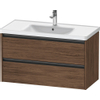 Duravit Ketho.2 Wastafelonderbouwkast - met 2 laden - 98.4x45.5x54.9cm - met grepen antraciet - donker noten mat SW772218