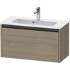 Duravit Ketho.2 Wastafelonderbouwkast - met 1 lade - 81x39x44cm - met greep antraciet - eiken terra mat SW771789